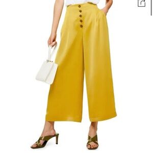Topshop Yellow Satin Gaucho Pants